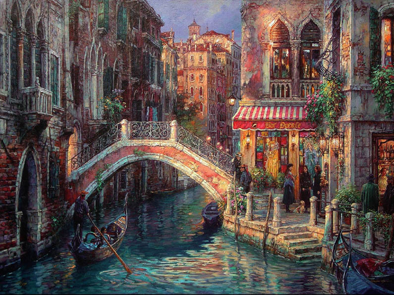 Venice Over the bridge painting - Cao Yong Venice Over the bridge art painting